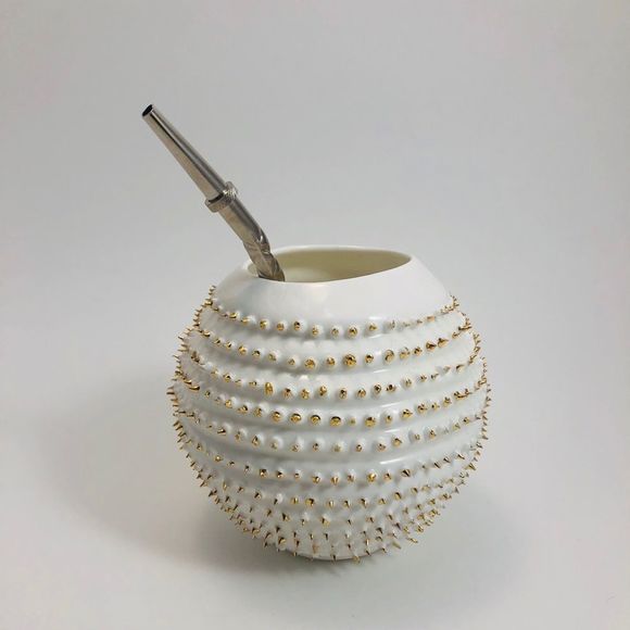 Other - New Handmade Ceramic Yerba Mate Gourd with Straw